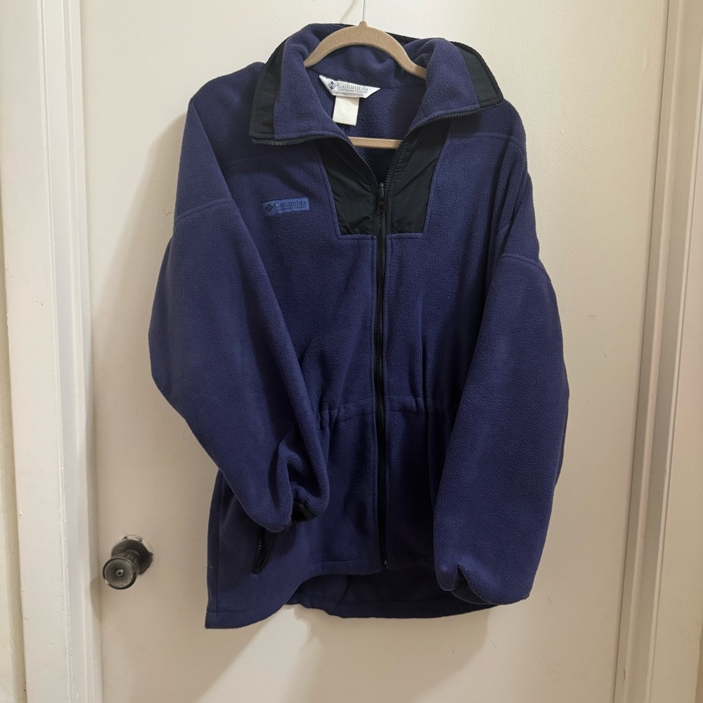 Columbia Fleece Jacket Blue Black Zip‎ Up Pockets Active Wear Sport Medium